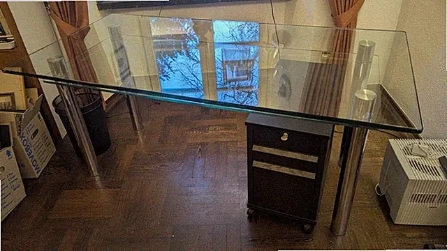 Moderner Glasschreibtisch mit Rollcontainer – hochwertig & zeitlos