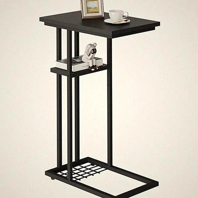Moderner Kaffeetisch | Beistelltisch | Industriestil | 40x26x61,5cm | Schwarz