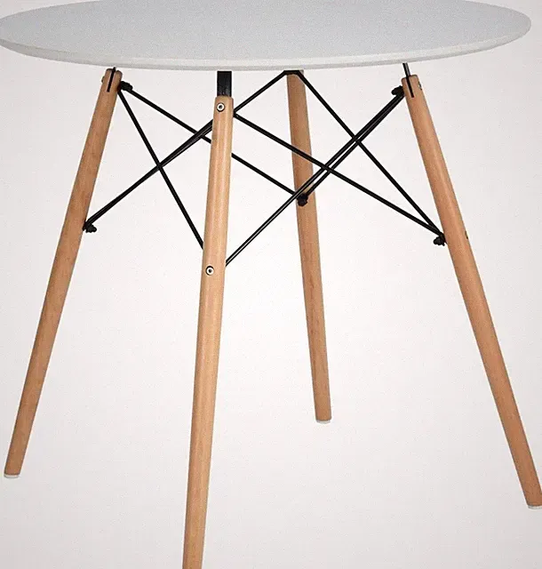 Moderner Runder Esstisch aus MDF in Weiß, 80x80x74 cm, Skandinavischer Stil