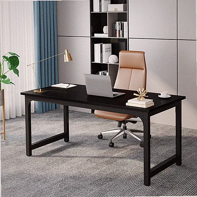 Moderner Schwarz Schreibtisch, 160 x 80 cm großer Computertisch für Heimbüro