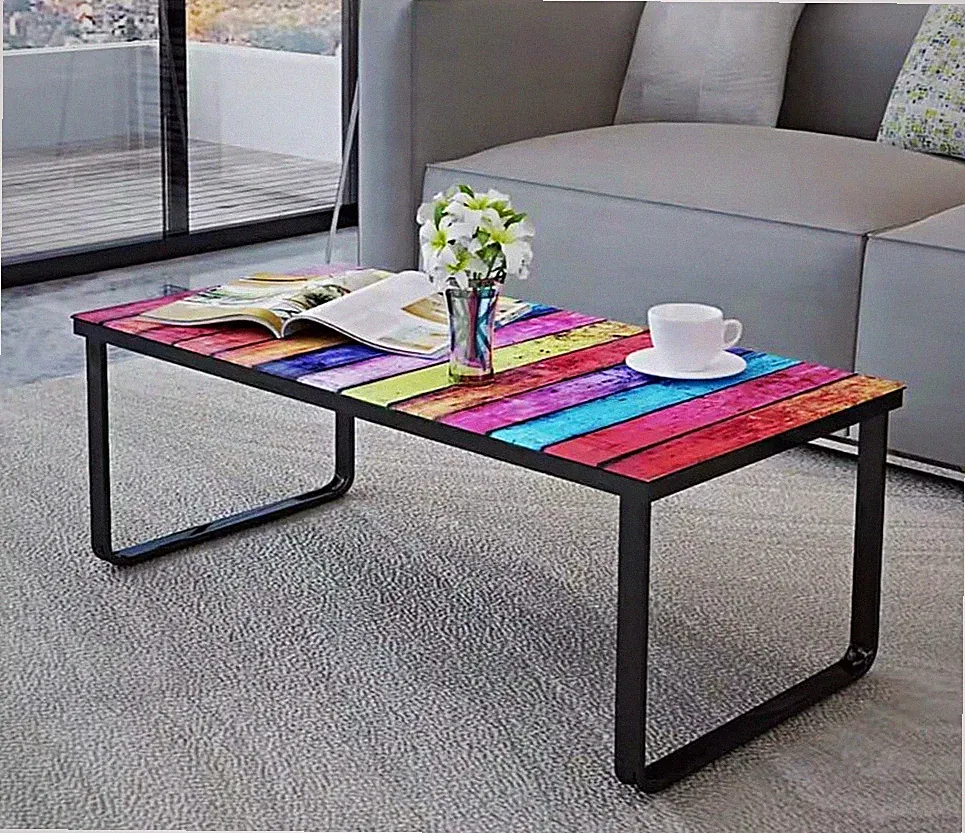 Modernes Glas Couchtisch / Beistelltisch bunt
