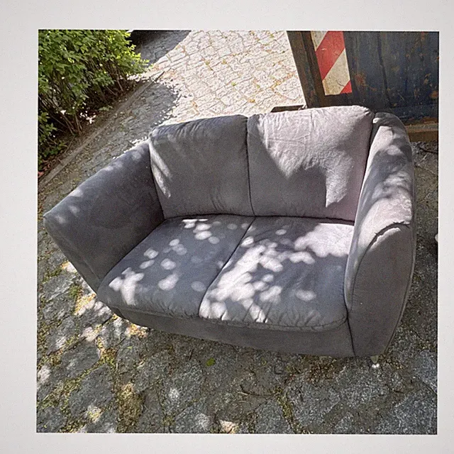 Modernes graues 2-Sitzer Sofa aus Stoff mit abnehmbaren Metallbeinen