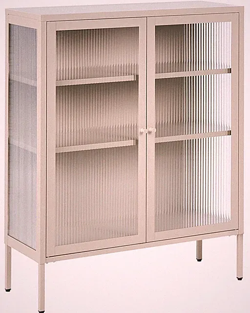 Modernes industrielles Stahl Schrank Sideboard 2 Glastüren Beige Lerryn