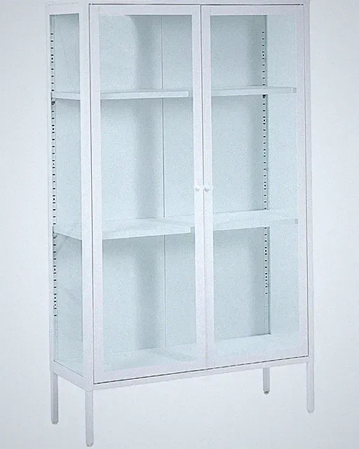 Modernes industrielles Stahl Schrank Sideboard 2 Glastüren weiß Nash