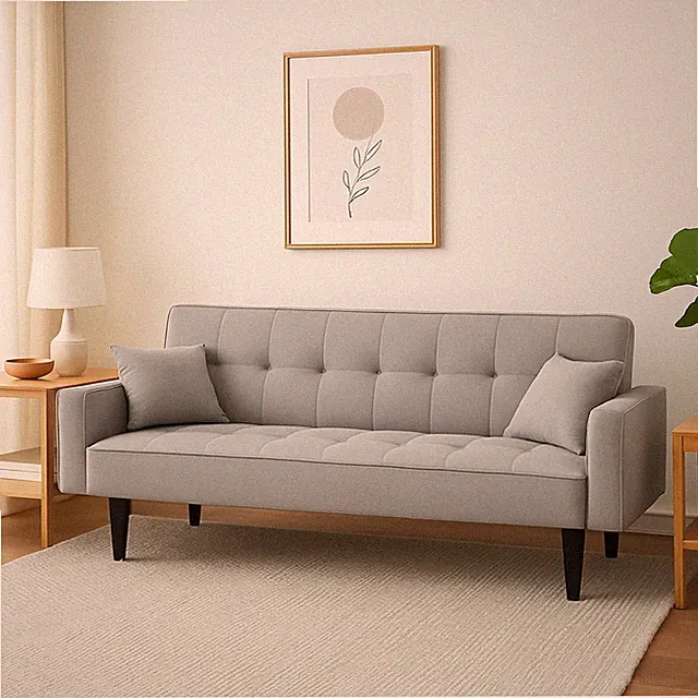 Modernes Schlafsofa 3-Sitzer Grau Klappsofa mit Schlaffunktion Couch inklusive 2