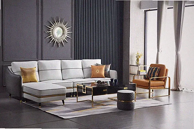 Modernes Sofa Ecksofa L Form Couchtisch Hocker Ecksofa Polster Hocker 4tlg. Set