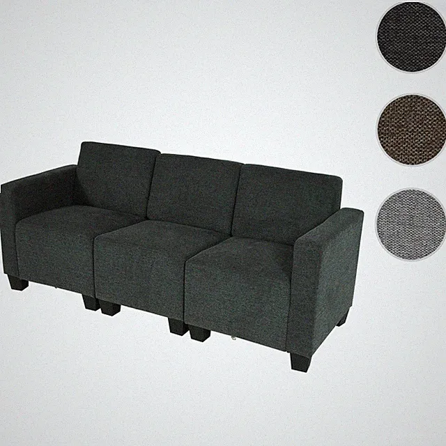 Modular 3-Sitzer Sofa Couch Lyon, Stoff/Textil