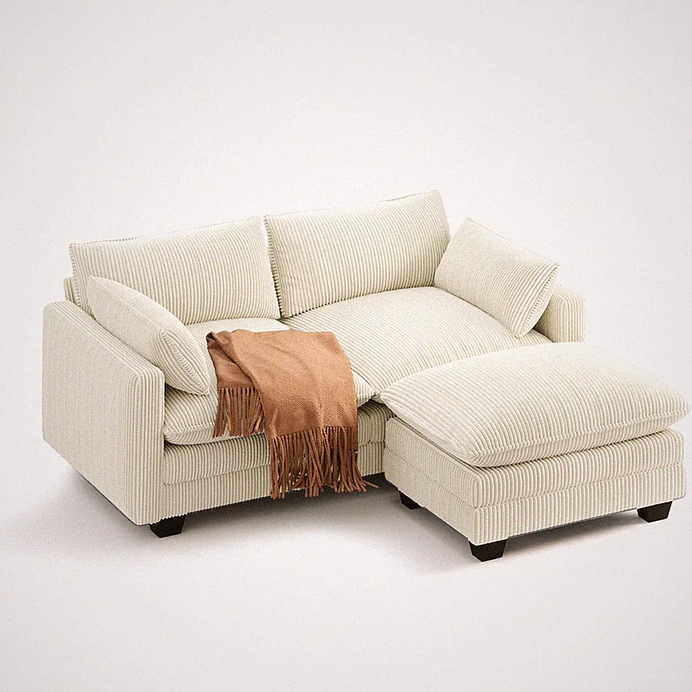 Modular Ecksofa L Form，Sofa 2 Sitzer aus Cord Stoff，Modulares Sofa，Eck Couch