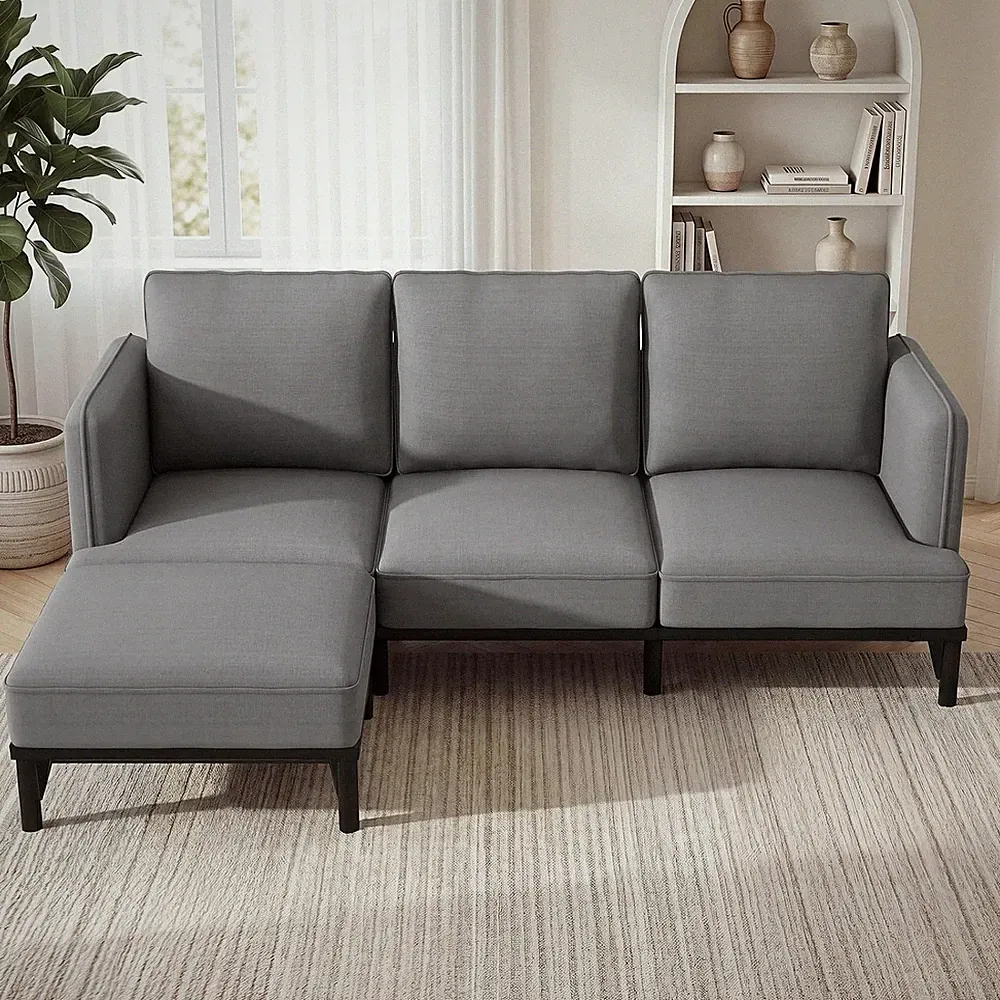 Modular Sofa 3-Sitzer Schlafcouch + Ottomane, Ecksofa