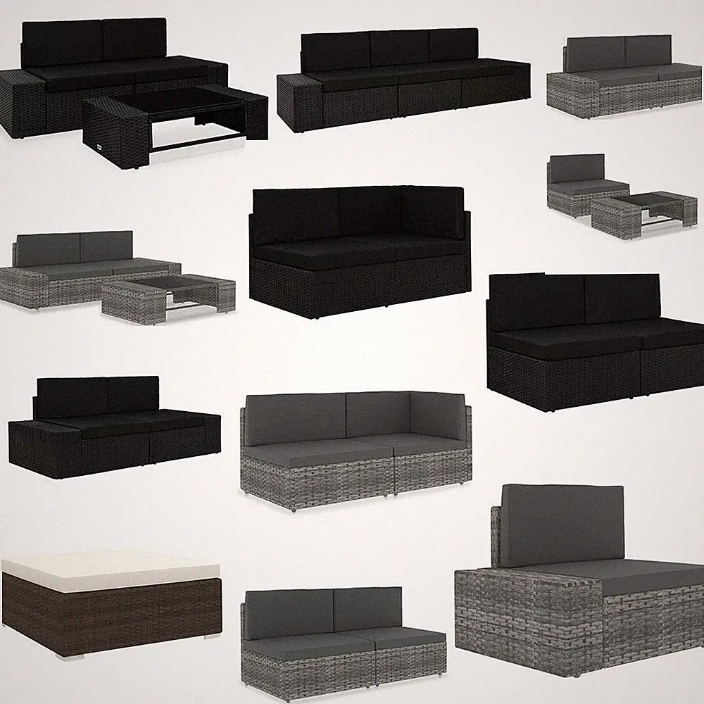 Modular sofa Gartenlounge Polyrattan Sofagarnitur Gartenmöbel Ecksofa Sofa TOP