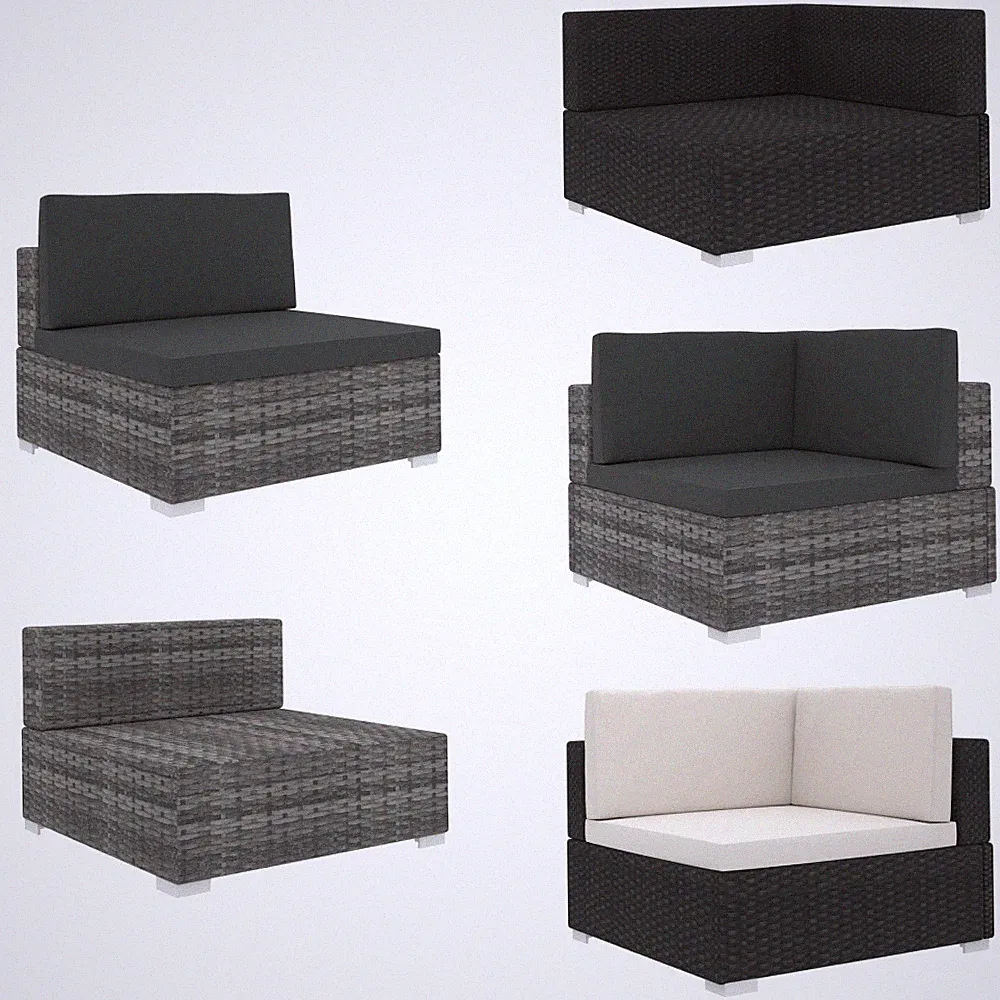 Modular-Sofa-Mittelteil Loungemöbel Sitzgruppen Gartensofa Sofa Set Poly Rattan