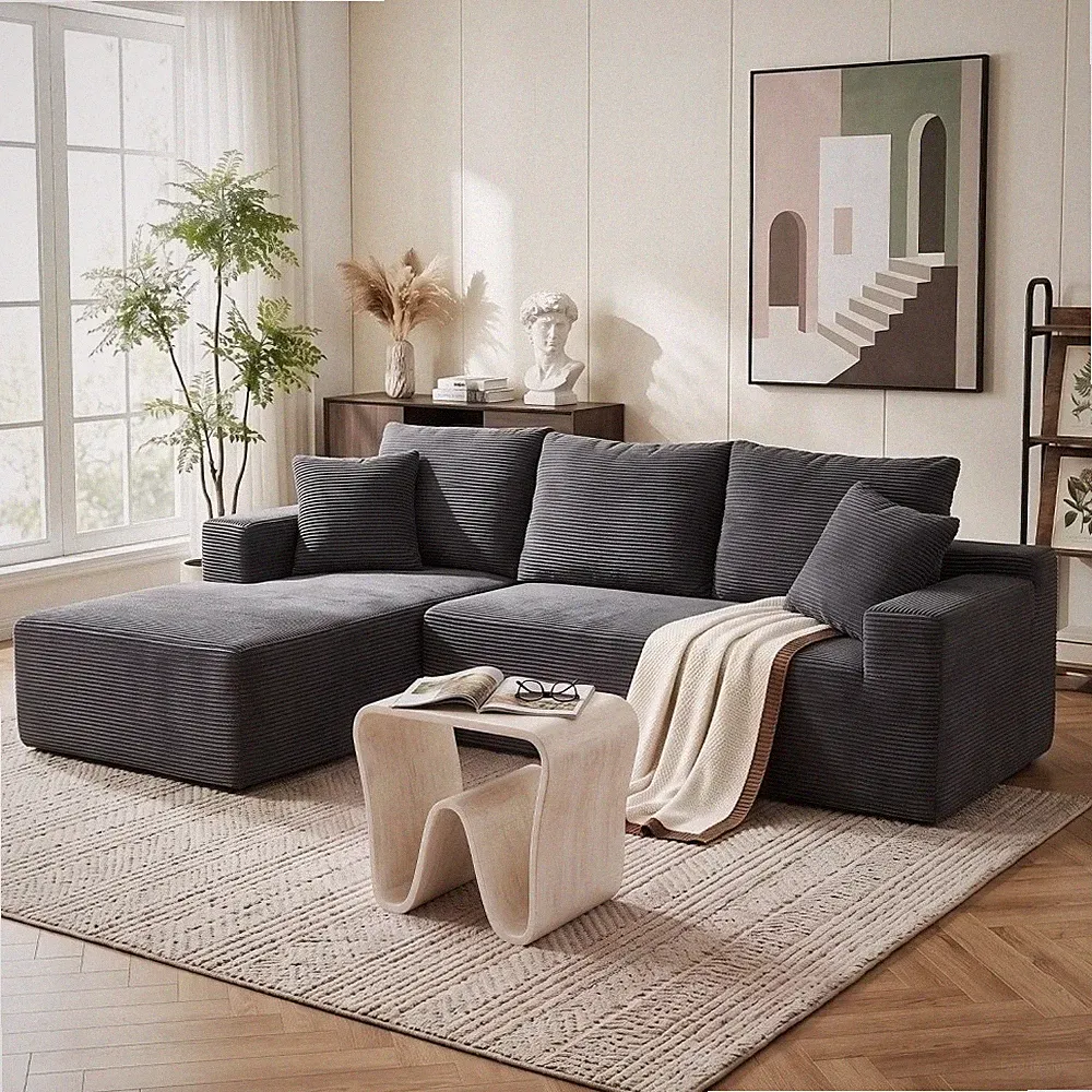Modulares Ecksofa mit Schlaffunktion,L-Form 240cm Sofa Couch Breiter Sitzfläche