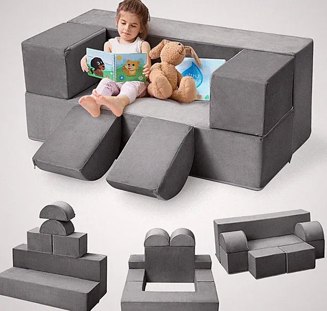 Modulares Kinder Sofa 6 Teile Weich Flexibel Leseecke Spielwürfel Kinderzimmer