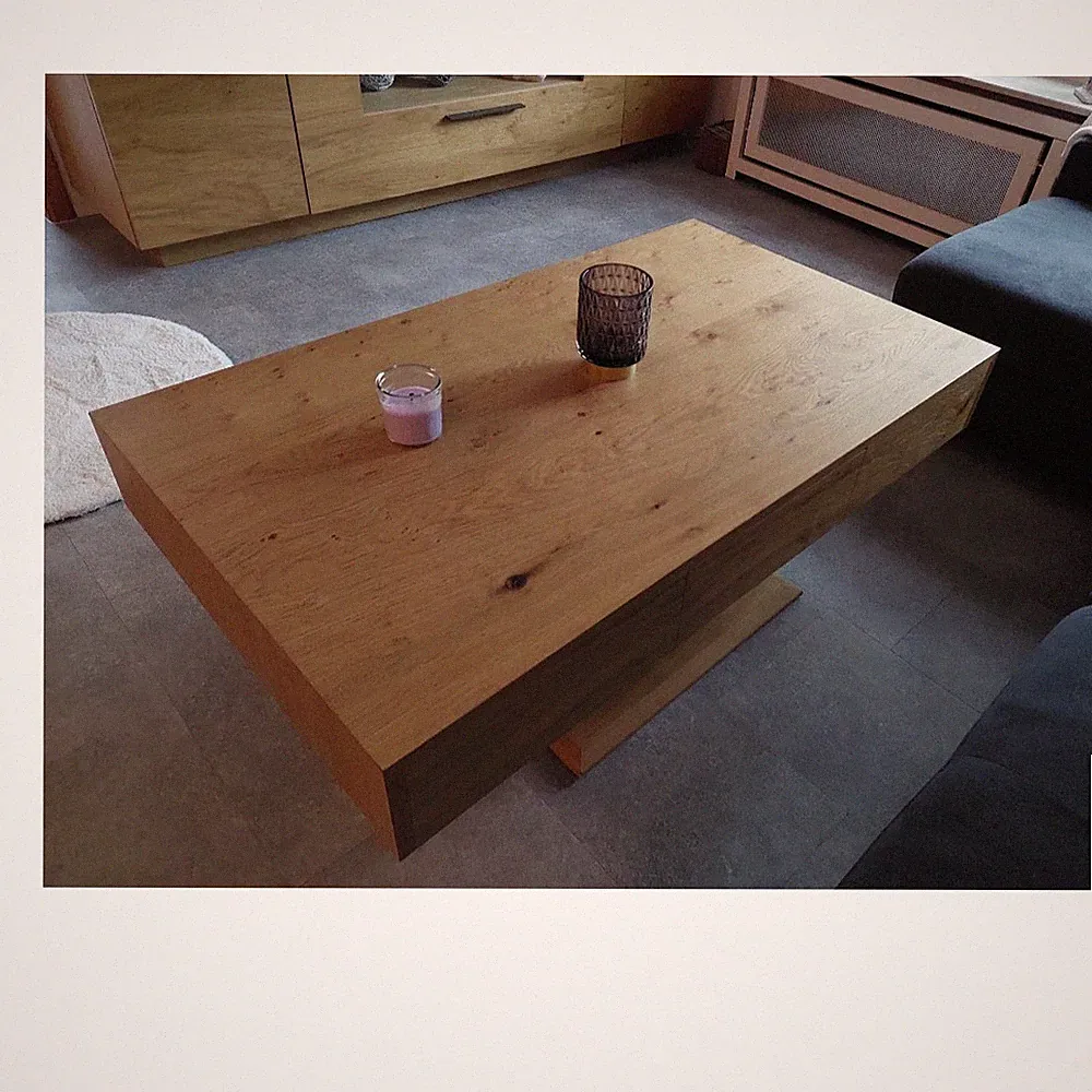 Möbel Dvorak Couchtisch rechteckig helles Holz 120x70x45cm mit Schublade