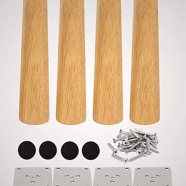 Möbel Füße Set 4 Stück Holz rund 20cm Tischbett Schrank Gleiter Furnier