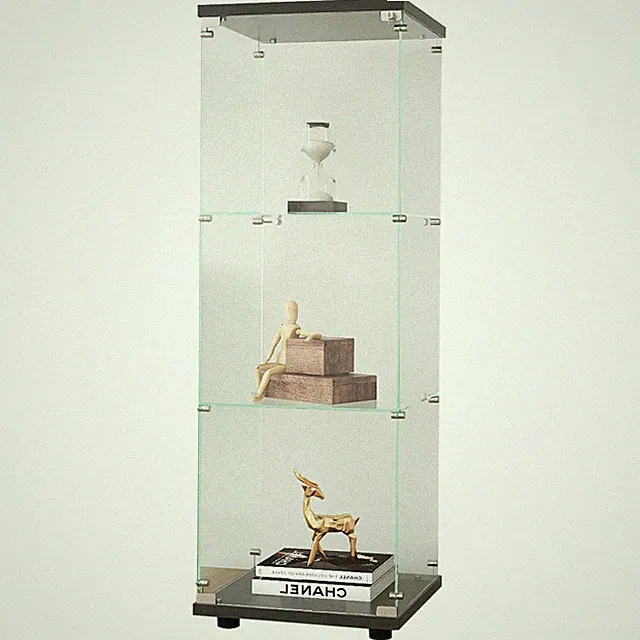 Möbel Glasvitrine (125x42.4x36 cm) Regal Schrank ESG Sammlervitrine Standvitrine