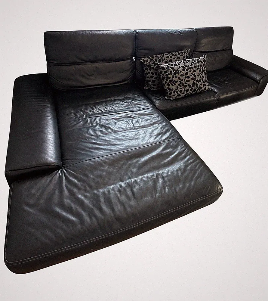 Möbel Höffner Mega Sofa Mix Ecksofa Leder schwarz 340cm Chaiselongue 4-Sitzer