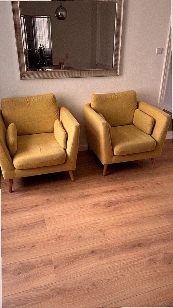 Möbel Höffner Modell Jane 2-tlg. Sessel gelb Holzfüße 89x88x92 cm