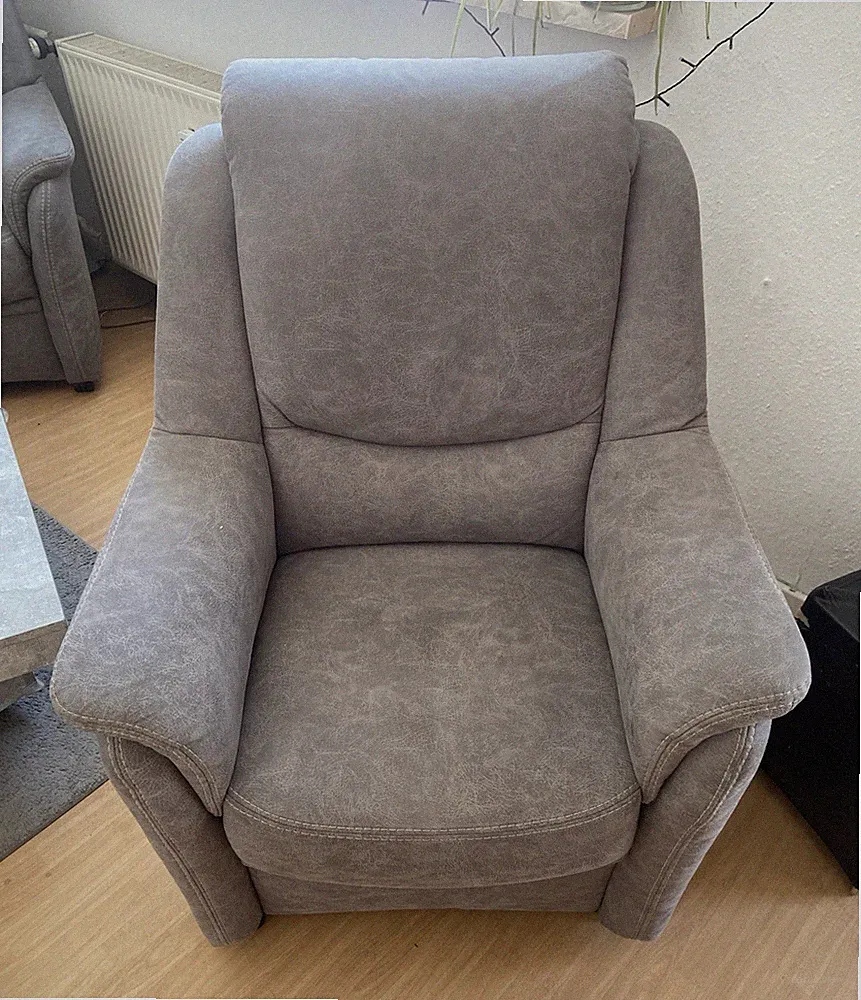 Möbel Höffner Sessel grau Kunstleder mit Armlehnen 80x80x100 cm 2-tlg