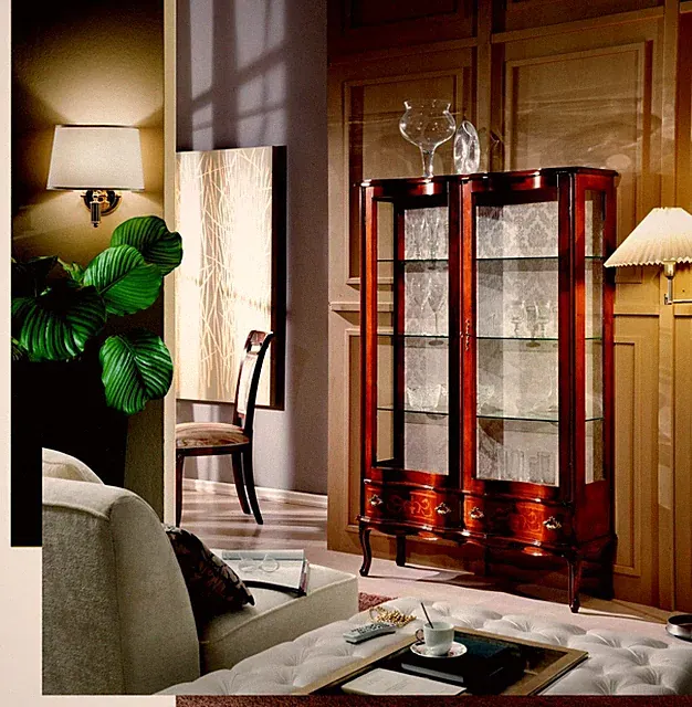 Möbel Klassische Vitrine Antik Stil Barock Rokoko Glasschrank Wohnzimmer Neu