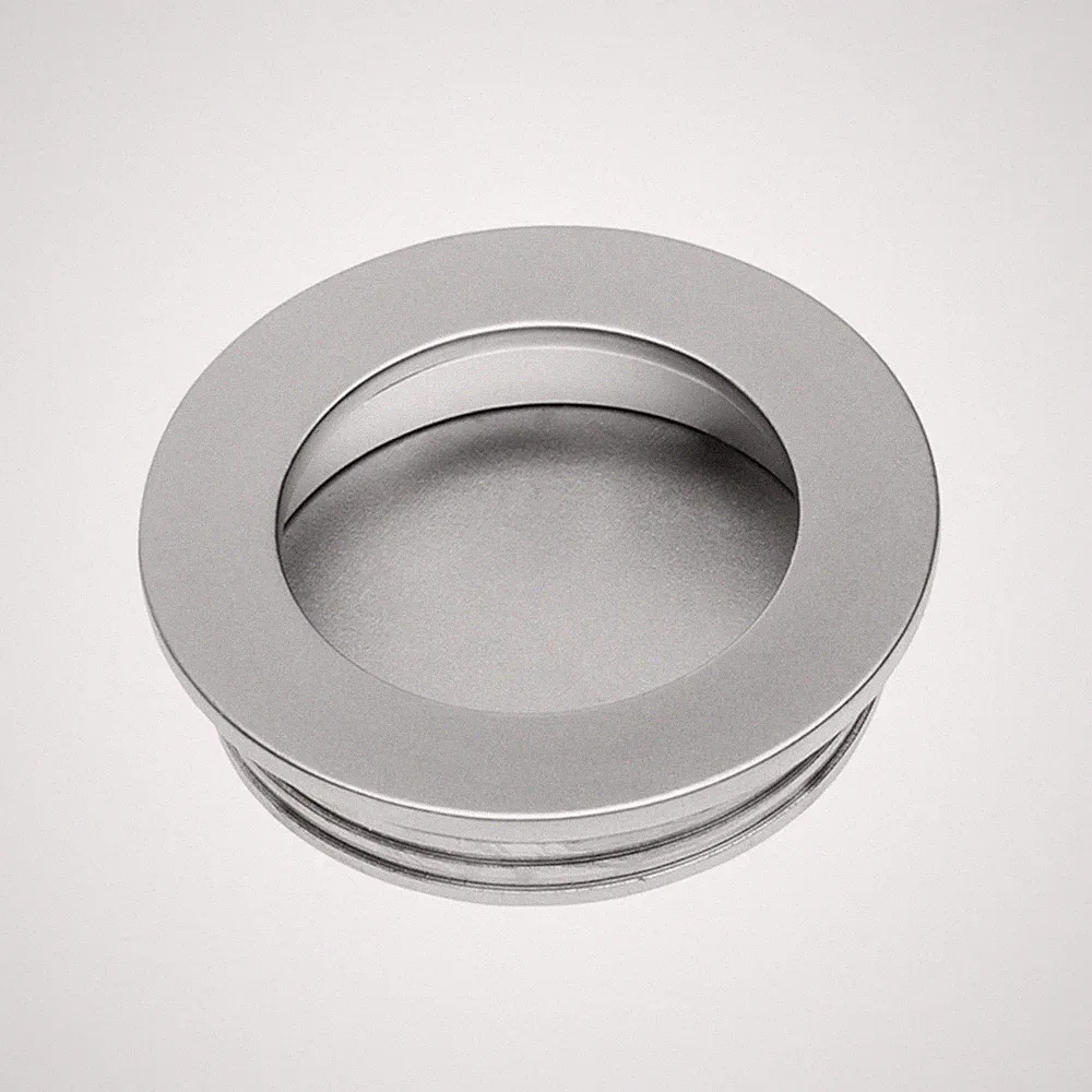 Möbel Muschelgriff Einlassgriff Möbelgriff Metall rund 40,5 mm, silber matt Grif