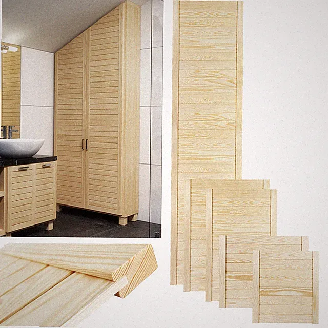Möbel Tür Lamellentür Geschlossene Lamellentüren Schrank Kiefer Profil Holz DIY