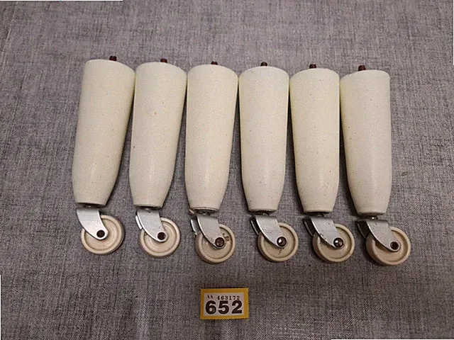 Möbelbeine 6er Set Vintage weiß Kunststoff mit Rollen