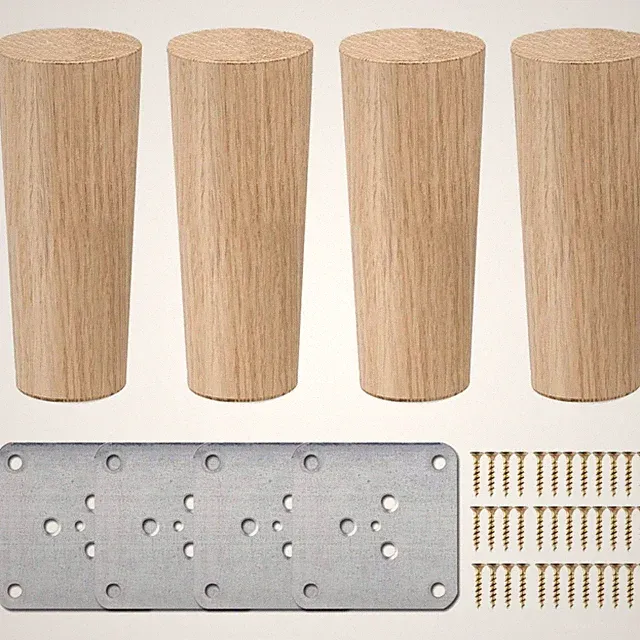 Möbelbeine Holz 15cm Konisch Gummiholz Möbelstützen Möbelbeine Set