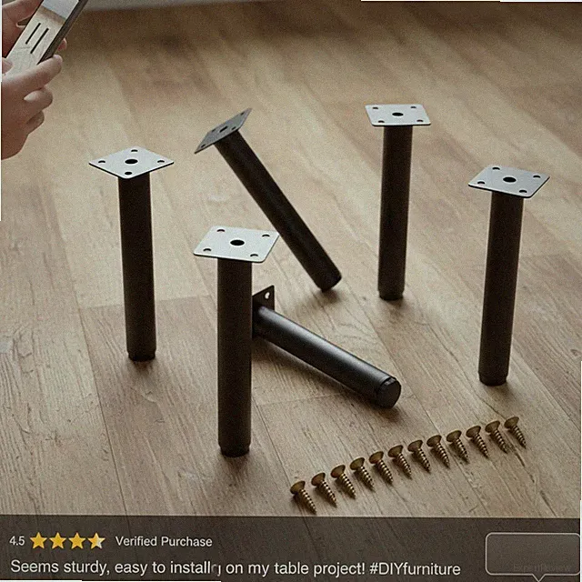Möbelbeine verstellbar 20cm Schwarz Metall 4 Stück