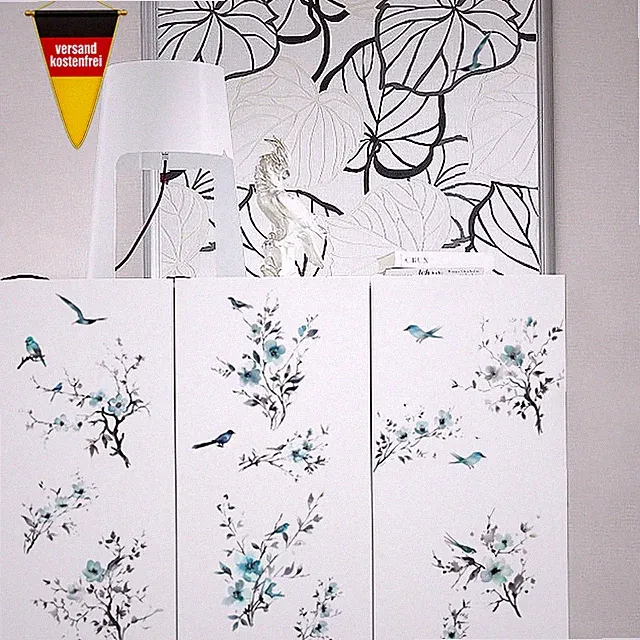 Möbeldekoration Set 3 Reibebilder Blumen Vögel für Holz & Glas DIY Dekor
