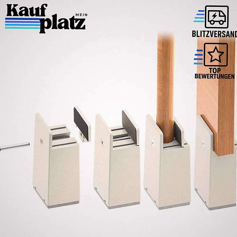Möbelerhöhung 10cm Verstellbar mit Schraubklemme Grau 4 Stück Schwerlast