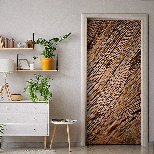 Möbelfolie Selbstklebend Klebefolie Türfolie Türaufkleber Türtapete Braunes Holz