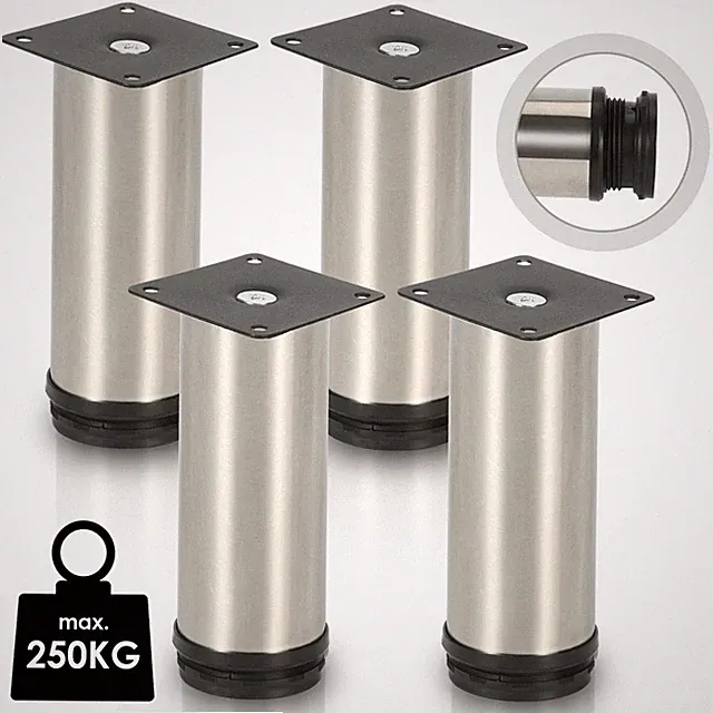 Möbelfüß 4-12X Sockelfüß 50-30MM Bett Küchen Sofa Verstellbar Edelstahl Stellfuß