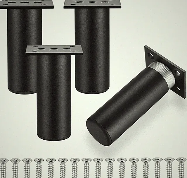 Möbelfüße 15cm Alulegierung Schwarz 4 Stück für Tisch Schrank Sofa Beine
