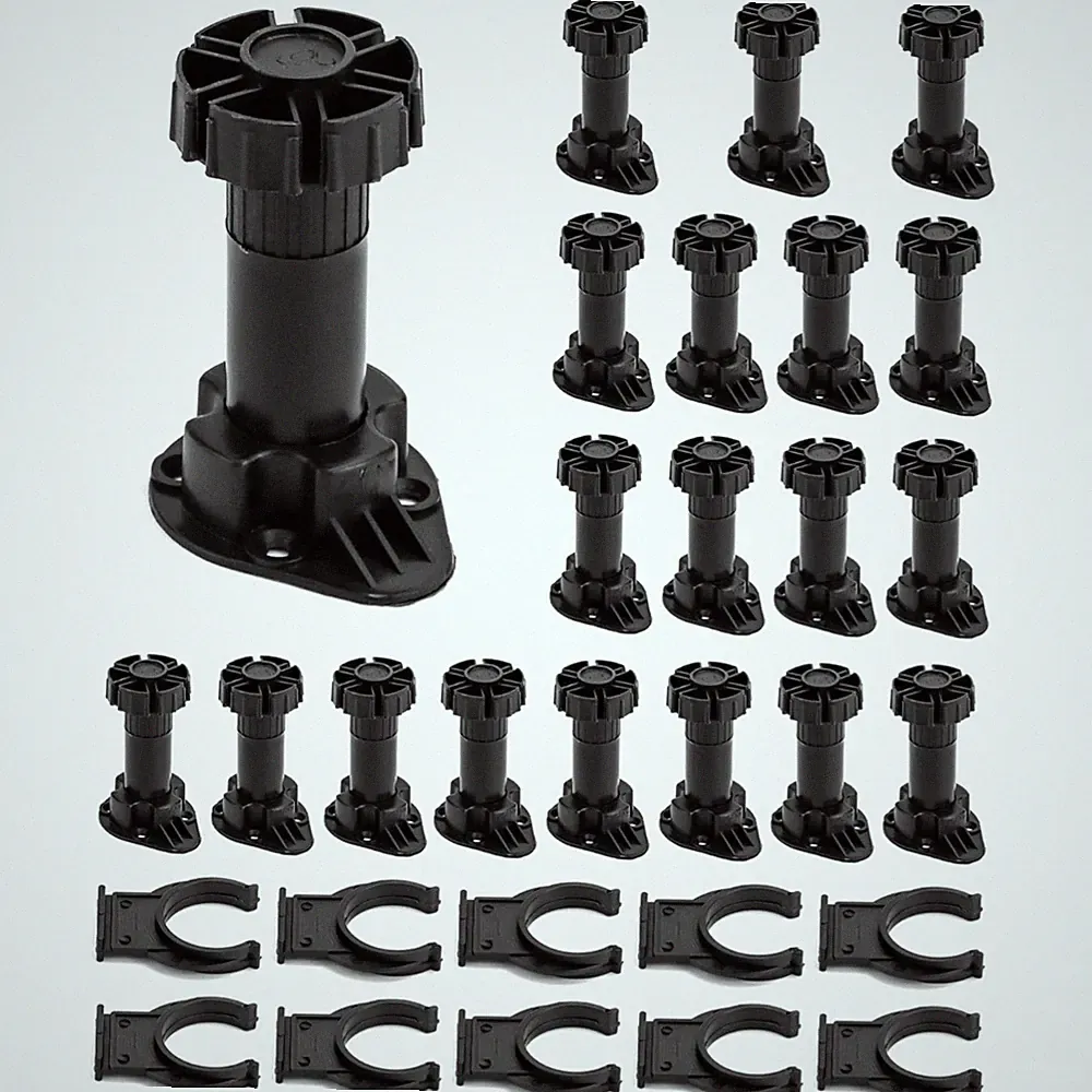 Möbelfüße 20 Stück verstellbar Küchenfuß mit Clips schwarz 10-12cm