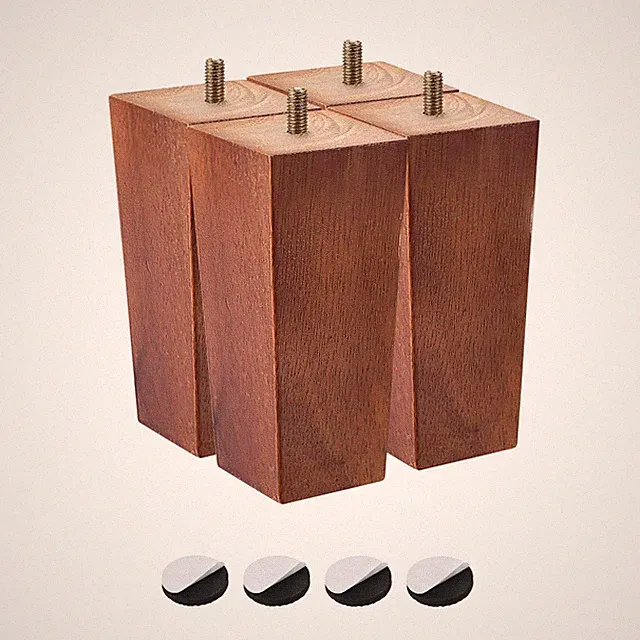 Möbelfüße 6" (150mm) Set von 4 Quadrat Massivholz Tisch Sofa Unterstützung Braun