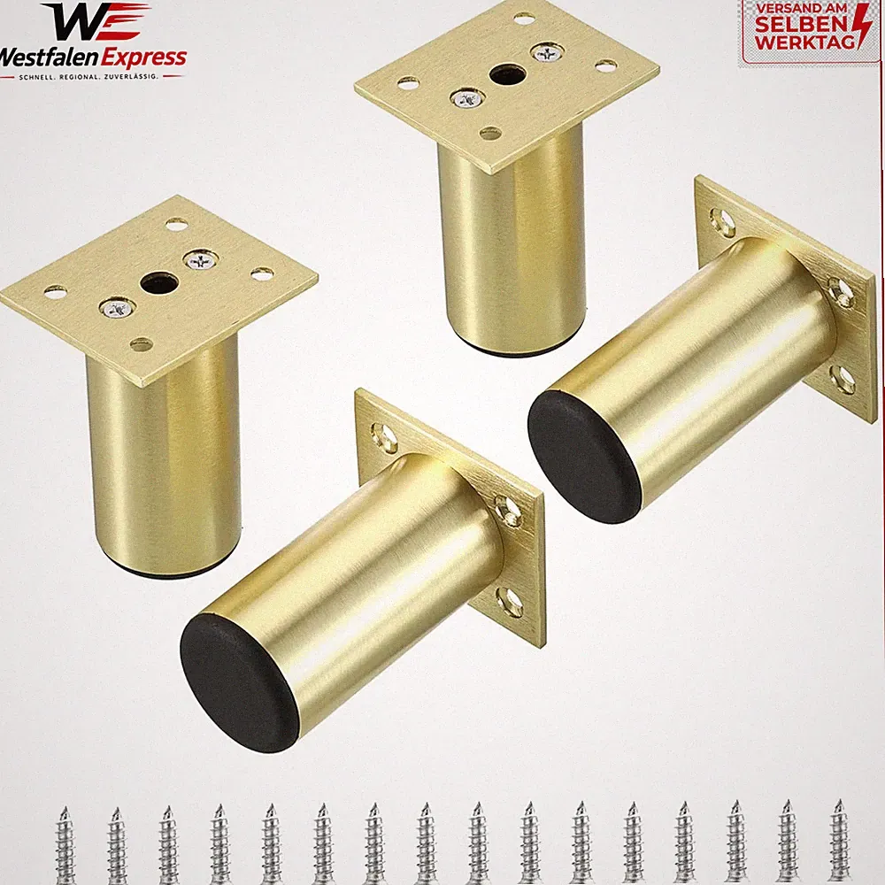 Möbelfüße 8cm Alulegierung Runde Gold 4 Stück für Stühle Tisch Schrank Sofa
