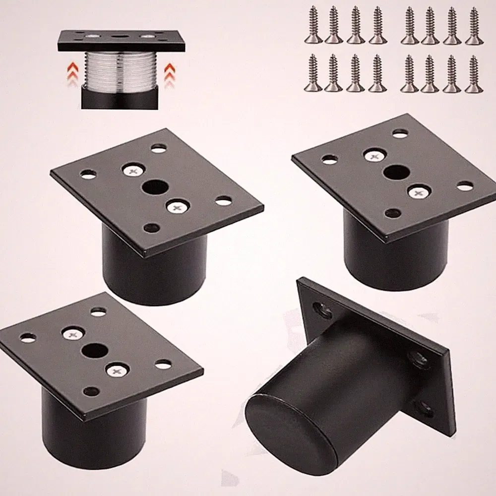 Möbelfüße Aluminium Schwarz 4cm 4 Stück verstellbar für Schrank Couch Tisch