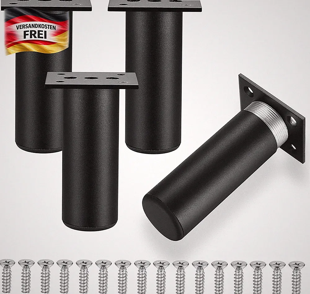 Möbelfüße aus Aluminium 10cm Schwarz für Schränke Sofas Möbel stabil und höhenve