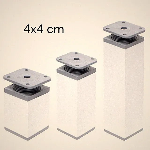 Möbelfüße aus Aluminium Weiß | 4x4cm | Sockelfüße Sofafuß Küchenfuß Schrankfüße