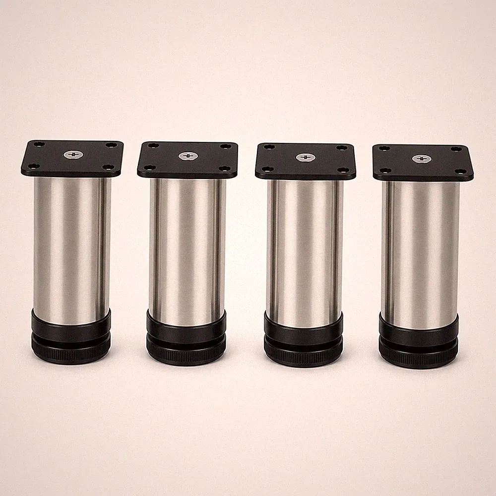 Möbelfüße Edelstahl höhenverstellbar Möbelbeine Schrankfüße gebürstet Set 4x12cm