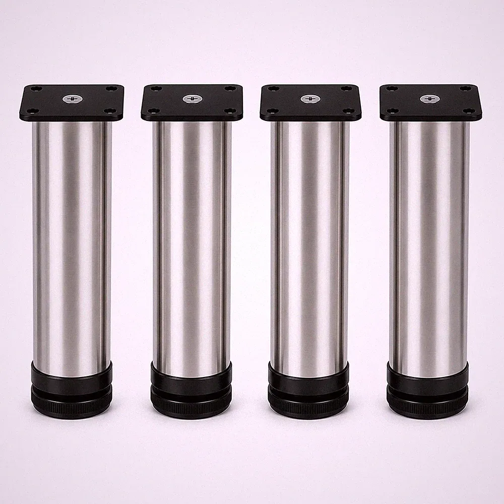 Möbelfüße Edelstahl höhenverstellbar Möbelbeine Schrankfüße gebürstet Set 4x20cm