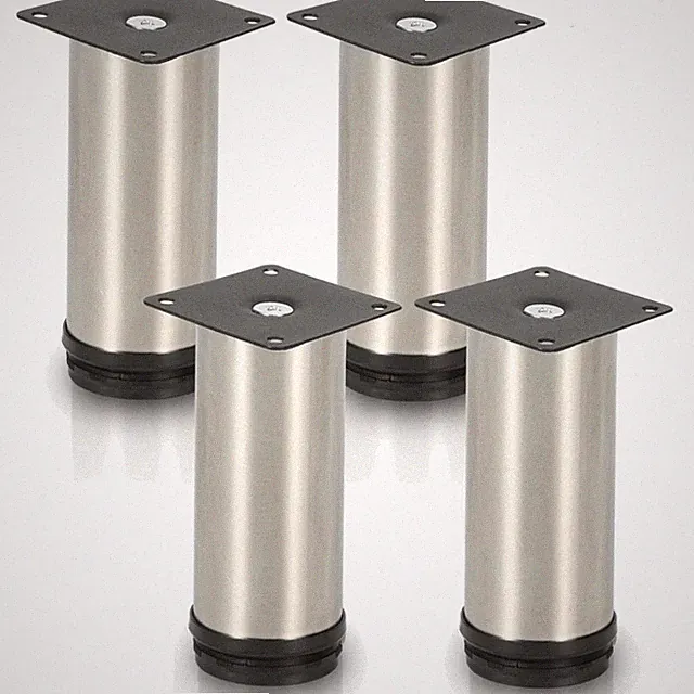 Möbelfüße Edelstahl rund 180mm verstellbar 4er Set Schrank Sofa Bett