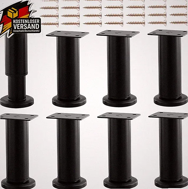 Möbelfüße höhenverstellbar 12-18 cm aus Stahl für Sofa, Bett, Schrank, einfach z