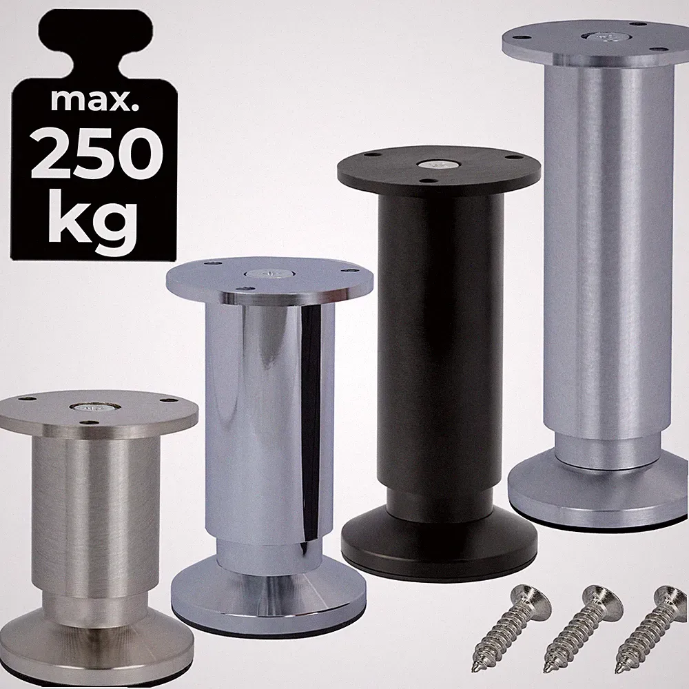 Möbelfüße höhenverstellbar EDELSTAHL Optik Ø38/32mm Sofafuß Sockelfüße Bettfüße