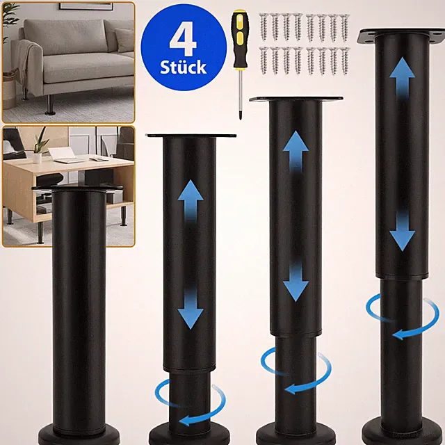 Möbelfüße Höhenverstellbar Füsse 25-43cm 4stk Möbelbeine Schwerlast Stabile
