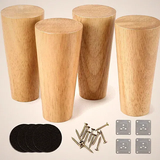 Möbelfüße Holz 10cm 4 Stück Möbelbein Sofa Bett Schrank Eiche robust