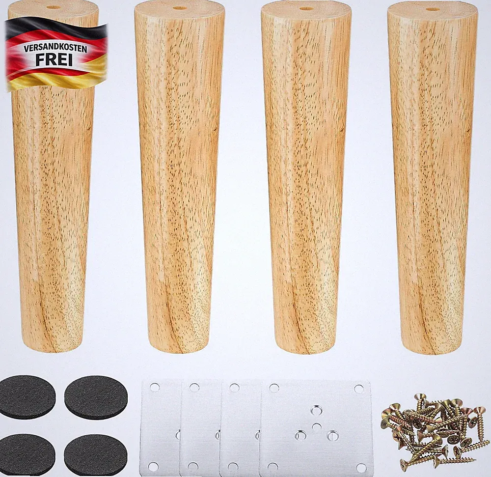 Möbelfüße Holz 20cm Set für Sofa Schrank Bett Kommode - stabile & elegante Möbel