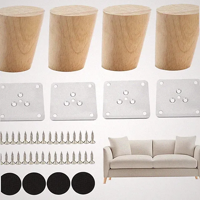 Möbelfüße Holz 4 Stück Konisch Tischbeine 6cm Möbelbeine Ersatz Möbel