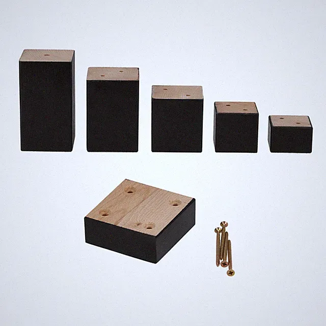 Möbelfüße Holz Eckig SET Schwarz | 9 Größen | Gelackt | Sofafuß Couchfüß Bettfüß